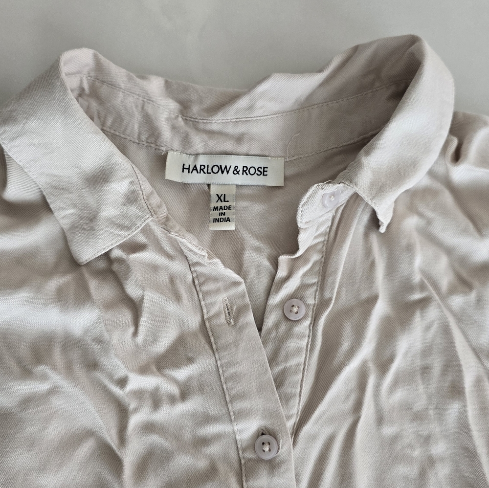 Harlow & Rose Khaki-Colored Button-Up Collared Dress - XL - Picture 2 of 7